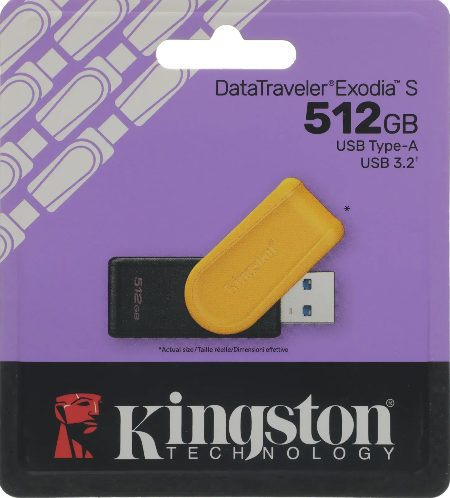Флеш Диск Kingston 512GB DataTraveler Exodia S DTXS/512GB USB3.0 желтый/черный, 512 ГБ - фото 7