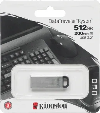 Флеш Диск Kingston 512GB DataTraveler Kyson DTKN/512GB USB3.0 серебристый/черный, 512 ГБ - фото 7
