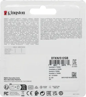 Флеш Диск Kingston 512GB DataTraveler Kyson DTKN/512GB USB3.0 серебристый/черный, 512 ГБ - фото 8