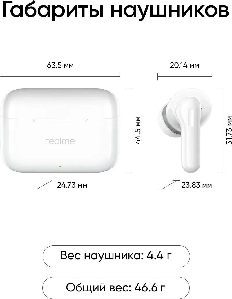 Наушники и гарнитуры REALME Buds T200 белый - фото 2