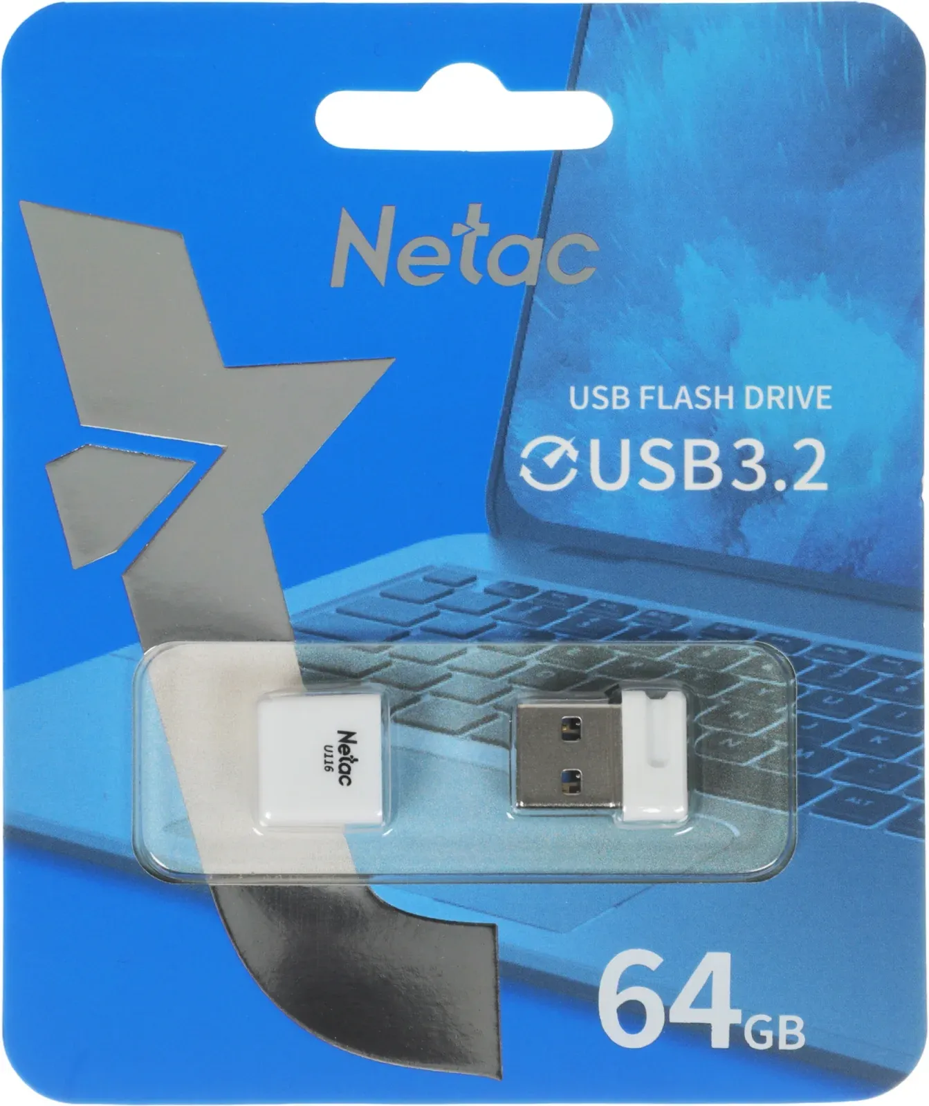 Флеш Диск Netac 64GB U116 NT03U116N-064G-32WH USB3.2 белый, 64 ГБ - фото 6