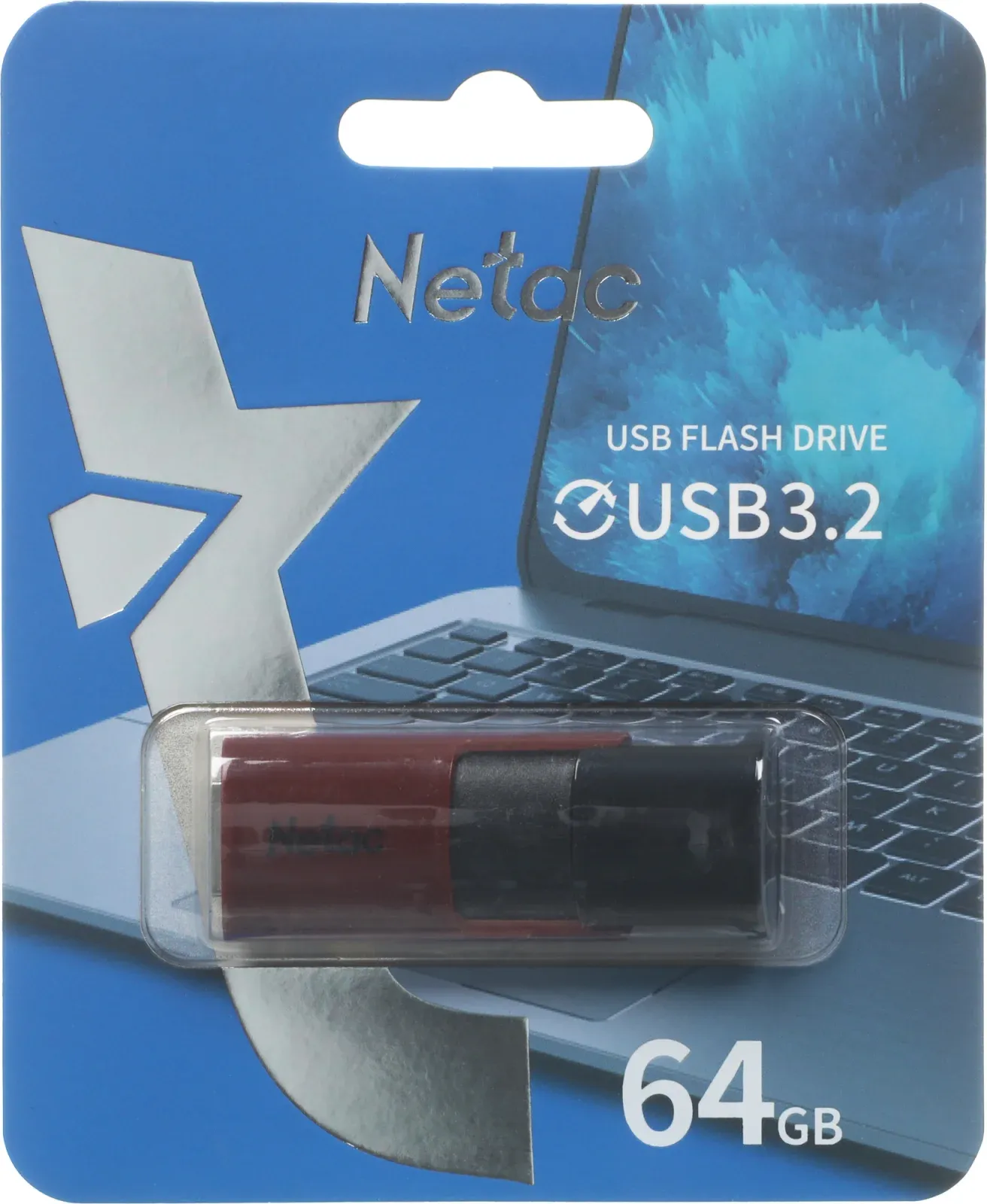 Флеш Диск Netac 64GB U182 NT03U182N-064G-32RE USB3.2 красный/черный, 64 ГБ - фото 3