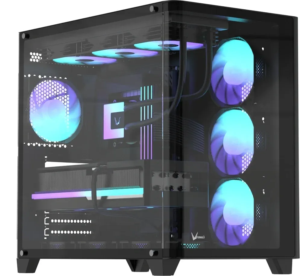 Корпус Formula Crystal U2 черный без БП ATX 10x120mm 1xUSB2.0 1xUSB3.0 audio bott PSU - фото 2