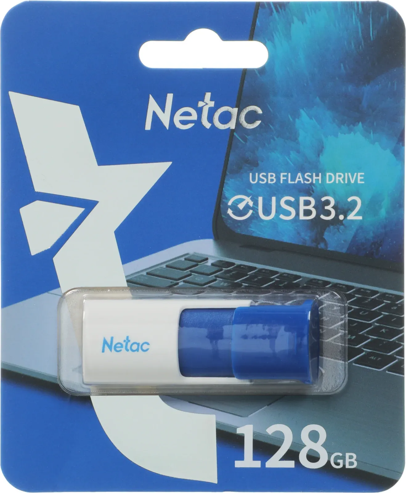 Флеш Диск Netac 128GB U182 NT03U182N-128G-32BL USB3.2 синий/белый, 128 ГБ - фото 4
