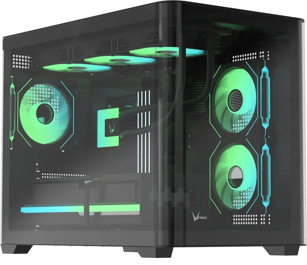 Корпус Formula Crystal U2M Floe черный без БП mATX 9x120mm 1xUSB3.1 audio bott PSU - фото 6
