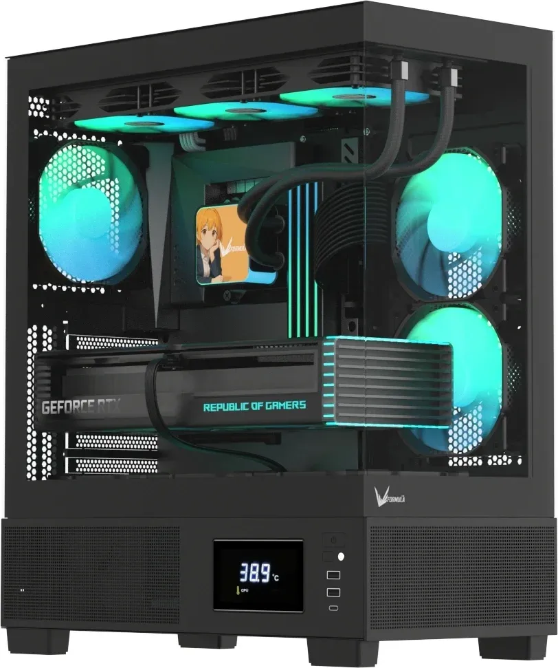 Корпус Formula Crystal E1 черный без БП ATX 9x120mm 2xUSB3.0 audio bott PSU - фото 2