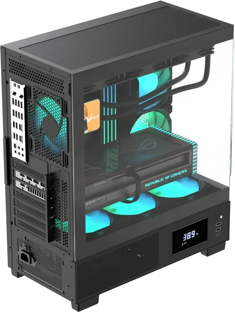 Корпус Formula Crystal E1 черный без БП ATX 9x120mm 2xUSB3.0 audio bott PSU - фото 3