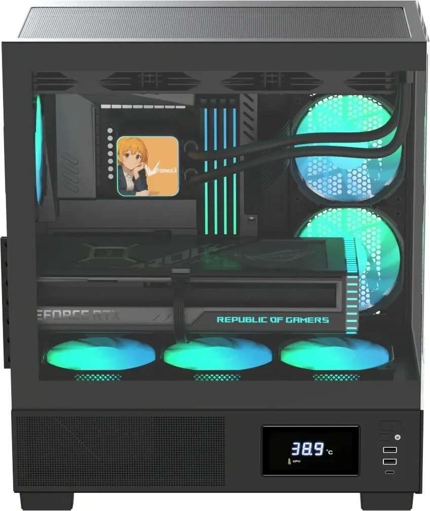 Корпус Formula Crystal E1 черный без БП ATX 9x120mm 2xUSB3.0 audio bott PSU - фото 4