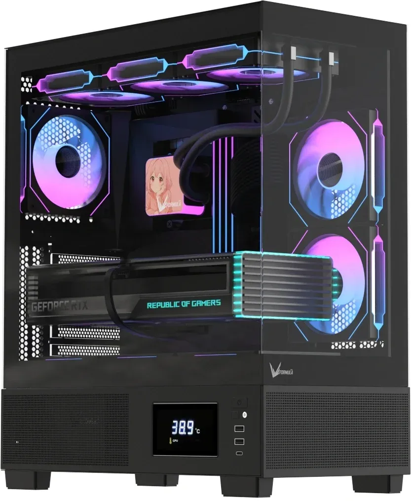 Корпус Formula Crystal E1 Floe черный без БП ATX 6x120mm 2xUSB3.0 audio bott PSU - фото 1