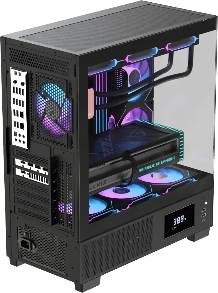 Корпус Formula Crystal E1 Floe черный без БП ATX 6x120mm 2xUSB3.0 audio bott PSU - фото 2