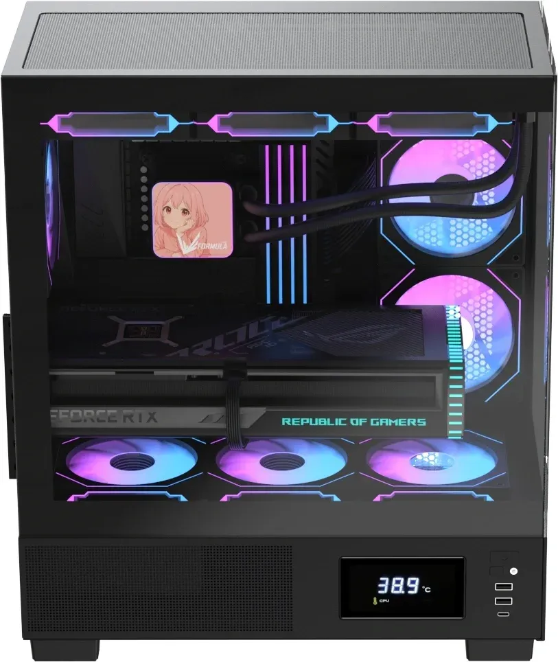 Корпус Formula Crystal E1 Floe черный без БП ATX 6x120mm 2xUSB3.0 audio bott PSU - фото 3