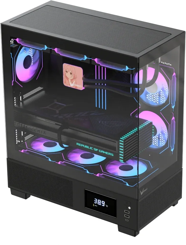 Корпус Formula Crystal E1 Floe черный без БП ATX 6x120mm 2xUSB3.0 audio bott PSU - фото 4