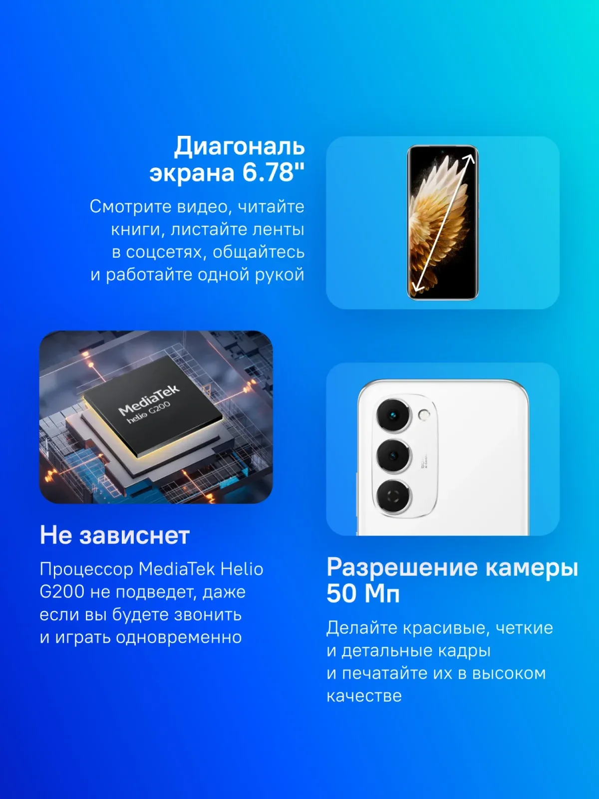Смартфон Tecno Spark 40 Pro+ 256Gb 8Gb белый моноблок 3G 4G 2Sim 6.78 1224x2720 Android 15 50Mpix 802.11 a/b/g/n/ac/ax NFC GPS GSM900/1800 Protect FM - фото 4