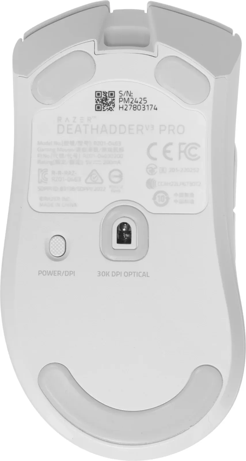 Мышь Razer DeathAdder V3 Pro белый оптическая 30000dpi беспров. USB-C 5but RZ01-04630200-R3A1 - фото 2