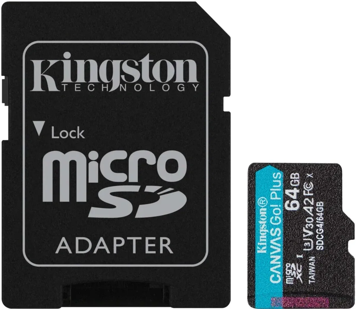 Флеш карта microSDXC 64GB Kingston SDCG4/64GB Canvas Go! Plus V10 A2 + adapter - фото 1
