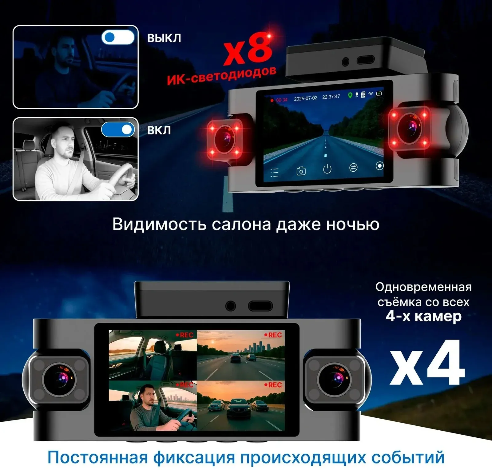 Видеорегистратор TrendVision Proof 360 черный 2Mpix 1440x2560 1440p 150гр. GPS SigmaStar SSC8826Q - фото 4