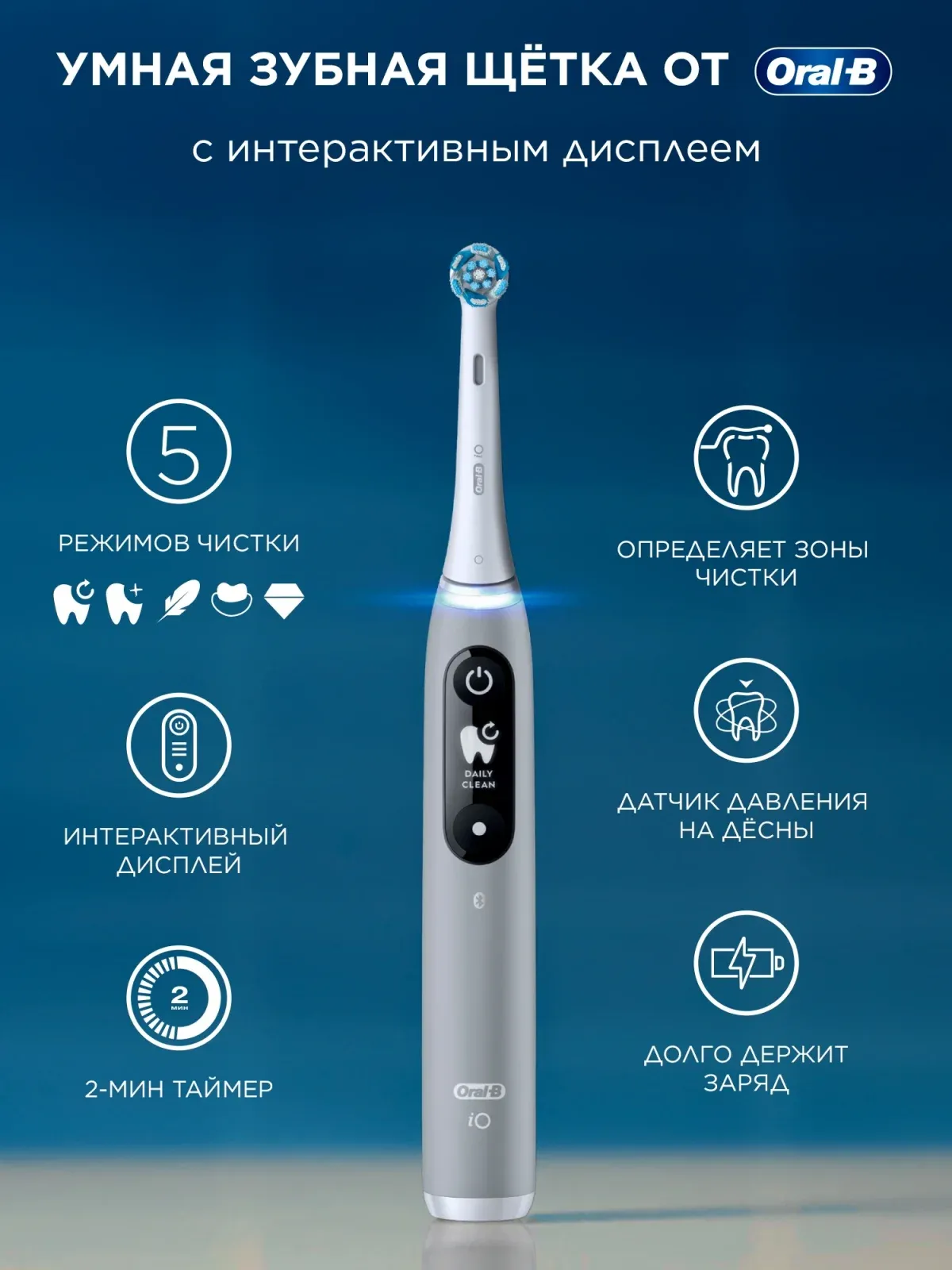 Зубная щетка электрическая Oral-B iO Series 6 Grey Opal серый - фото 7