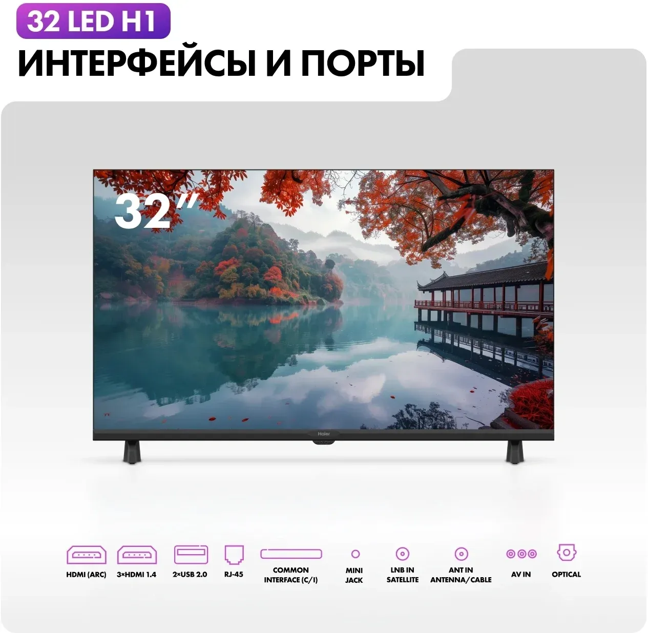 Телевизор LED Haier 32 LED H1 Frameless черный HD 60Hz MEMC DVB-T DVB-T2 DVB-C DVB-S DVB-S2 USB WiFi Smart TV RUS - фото 8