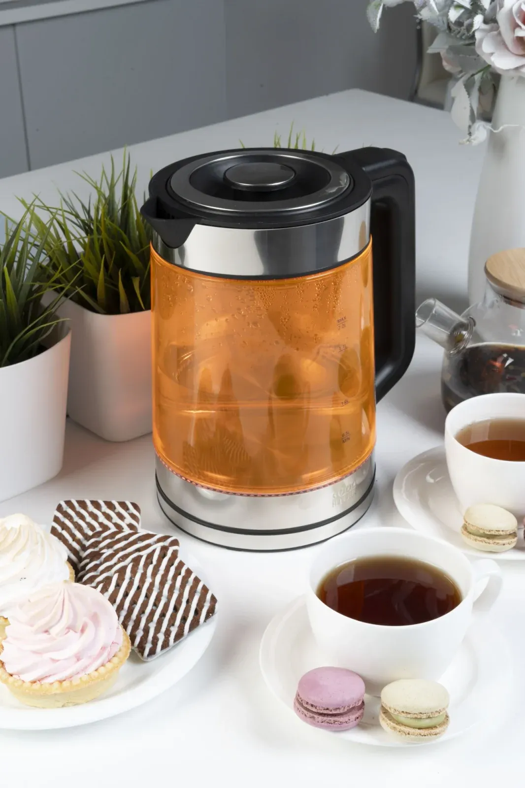 Чайник электрический GoodHelper KPG-2201OR 2.2л. 2200Вт оранжевый корпус: стекло/пластик - фото 3