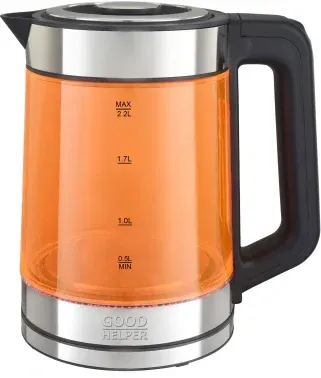 Чайник электрический GoodHelper KPG-2201OR 2.2л. 2200Вт оранжевый корпус: стекло/пластик - фото 6