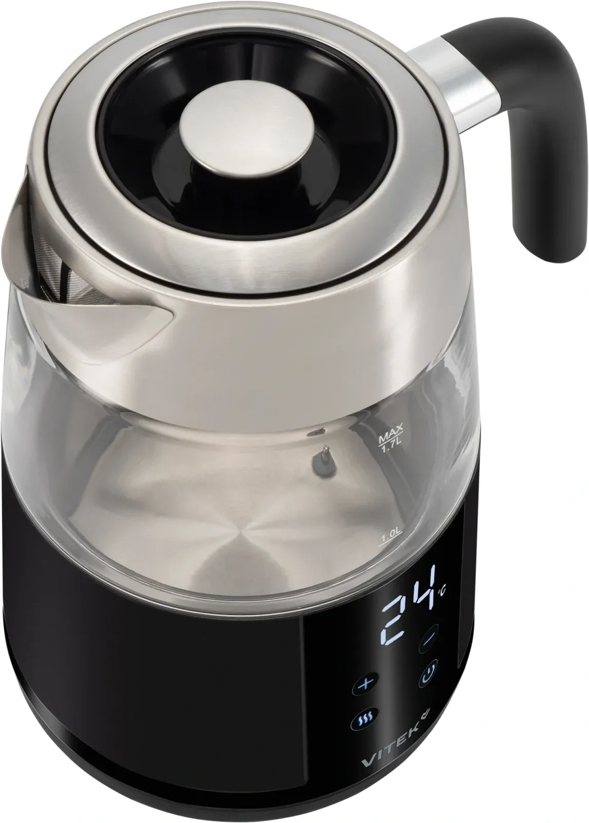 Чайник электрический Vitek VT-WK1044 1.7л. 2200Вт черный/серебристый корпус: стекло/пластик - фото 3