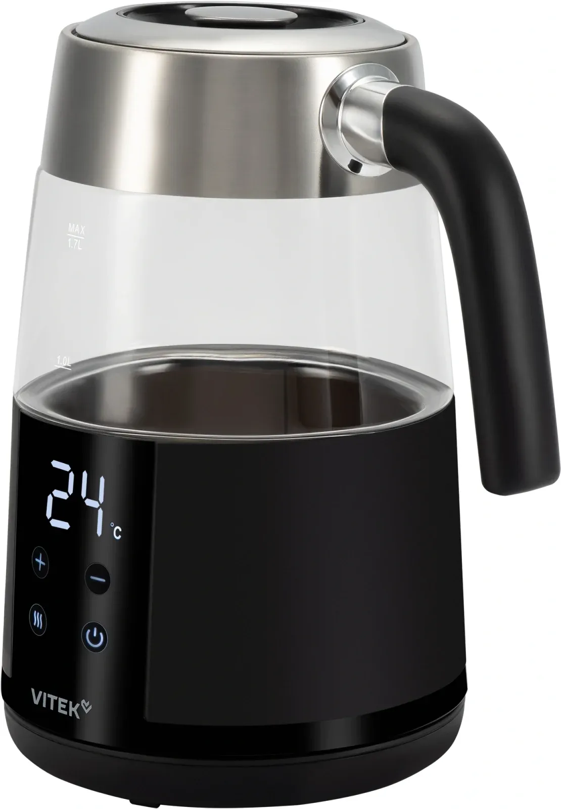 Чайник электрический Vitek VT-WK1044 1.7л. 2200Вт черный/серебристый корпус: стекло/пластик - фото 4