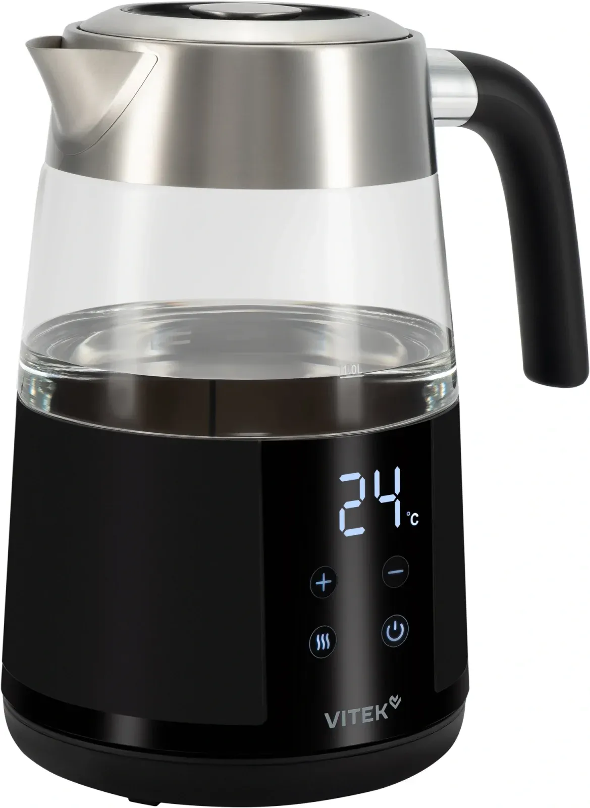 Чайник электрический Vitek VT-WK1044 1.7л. 2200Вт черный/серебристый корпус: стекло/пластик - фото 5