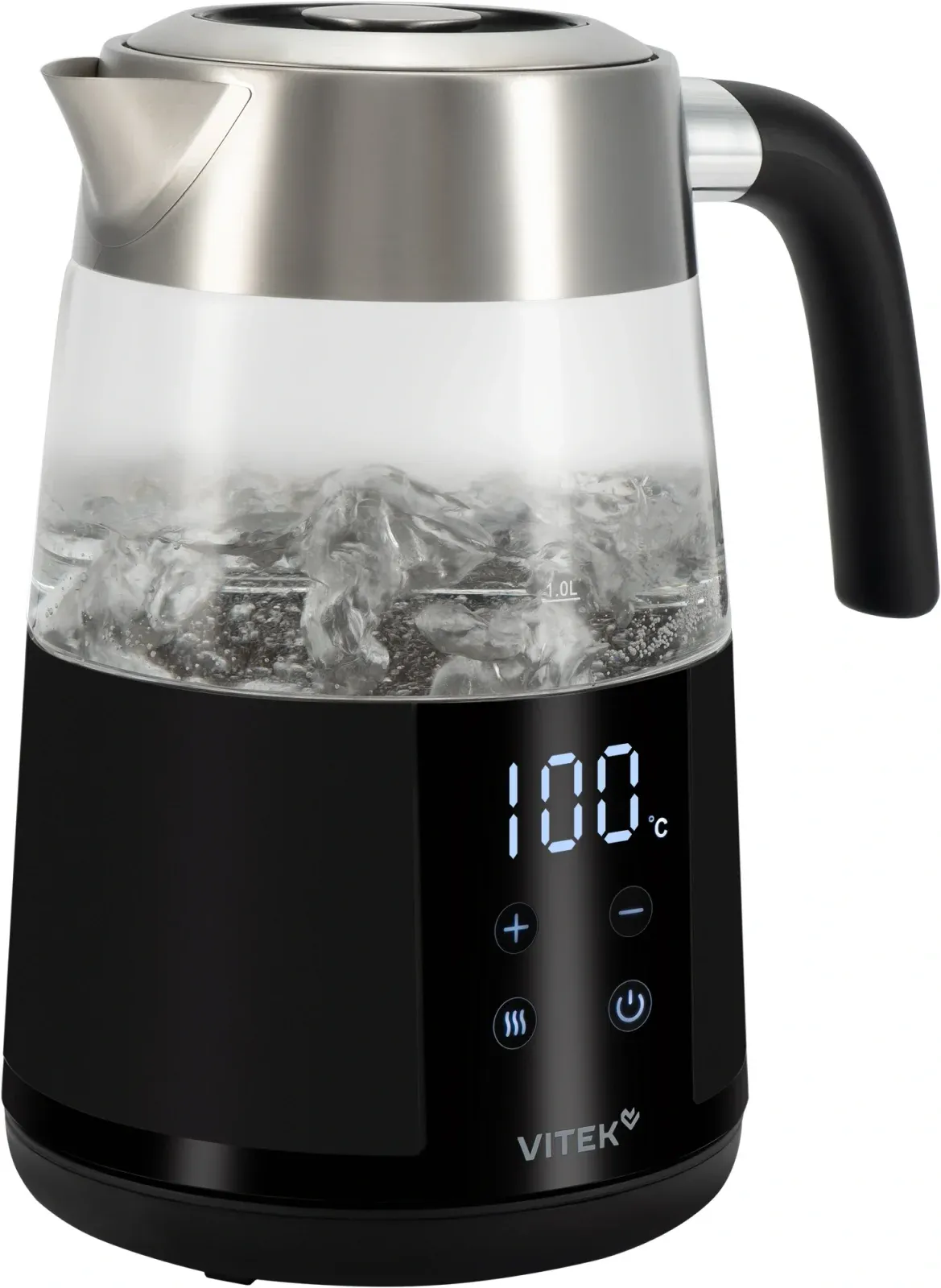 Чайник электрический Vitek VT-WK1044 1.7л. 2200Вт черный/серебристый корпус: стекло/пластик - фото 6