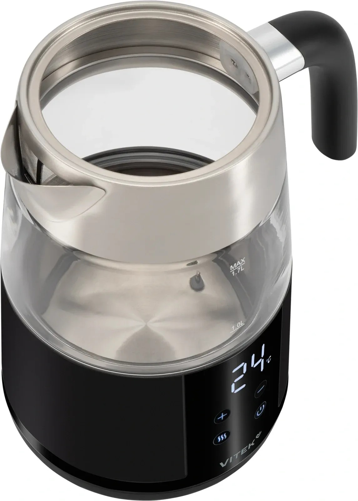 Чайник электрический Vitek VT-WK1044 1.7л. 2200Вт черный/серебристый корпус: стекло/пластик - фото 7