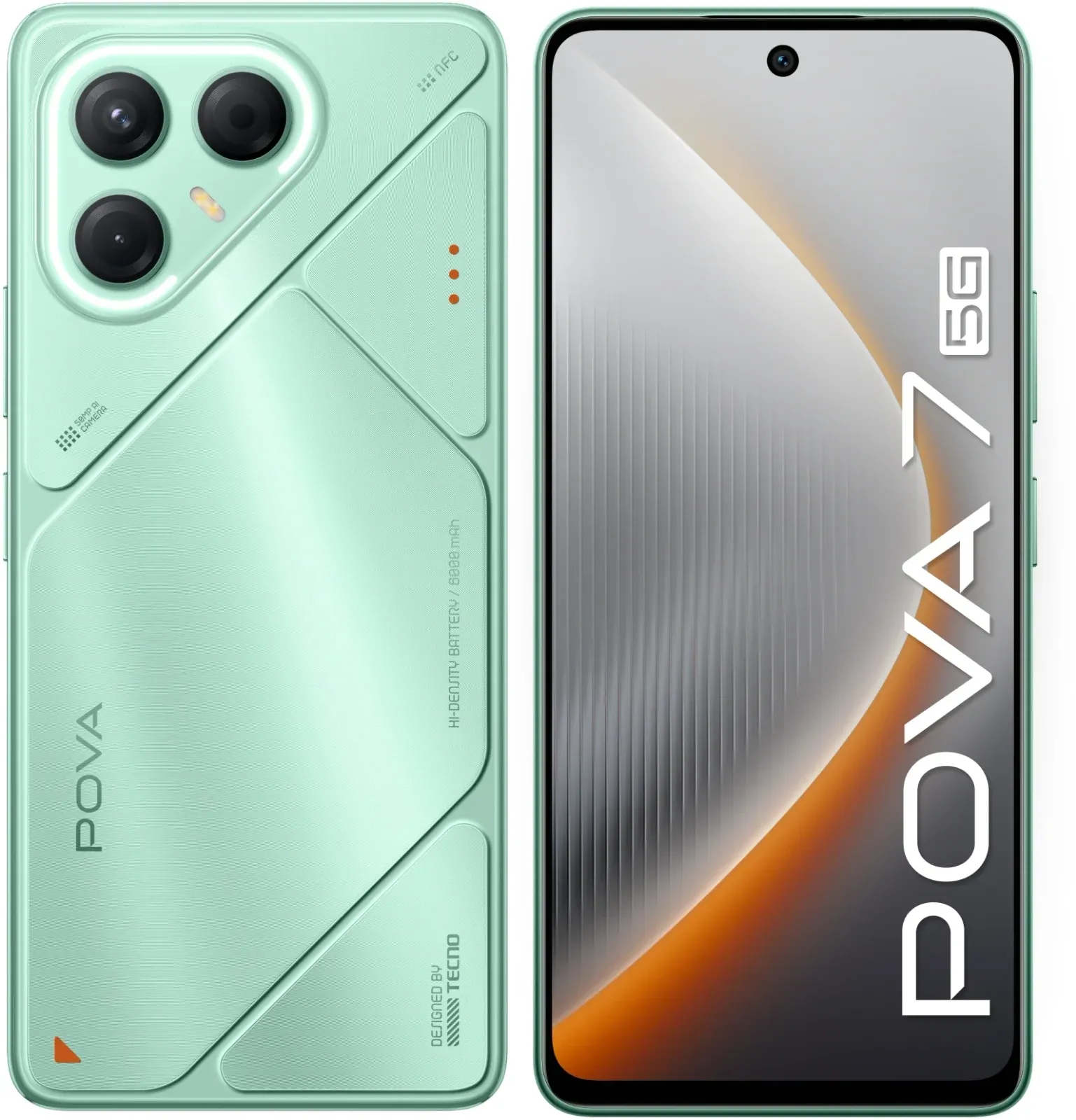 Смартфон Tecno Pova 7 5G 256Gb 8Gb зеленый моноблок 3G 4G 2Sim 6.78 1080x2460 Android 15 50Mpix 802.11 a/b/g/n/ac/ax NFC GPS GSM900/1800 Protect microSD max1024Gb - фото 1