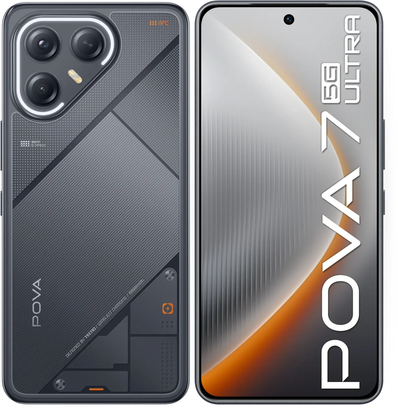 Смартфон Tecno Pova 7 Ultra 5G 256Gb 8Gb черный моноблок 3G 4G 2Sim 6.67 1260x2800 Android 15 108Mpix 802.11 a/b/g/n/ac/ax NFC GPS GSM900/1800 Protect - фото 1