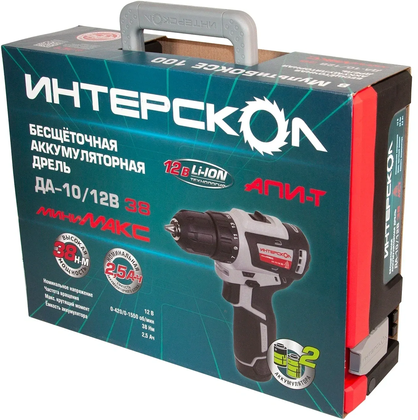 Дрель-шуруповерт Интерскол ДА-10/12В 38 аккум. патрон:быстрозажимной кейс в комплекте 757.2.2.46 - фото 5