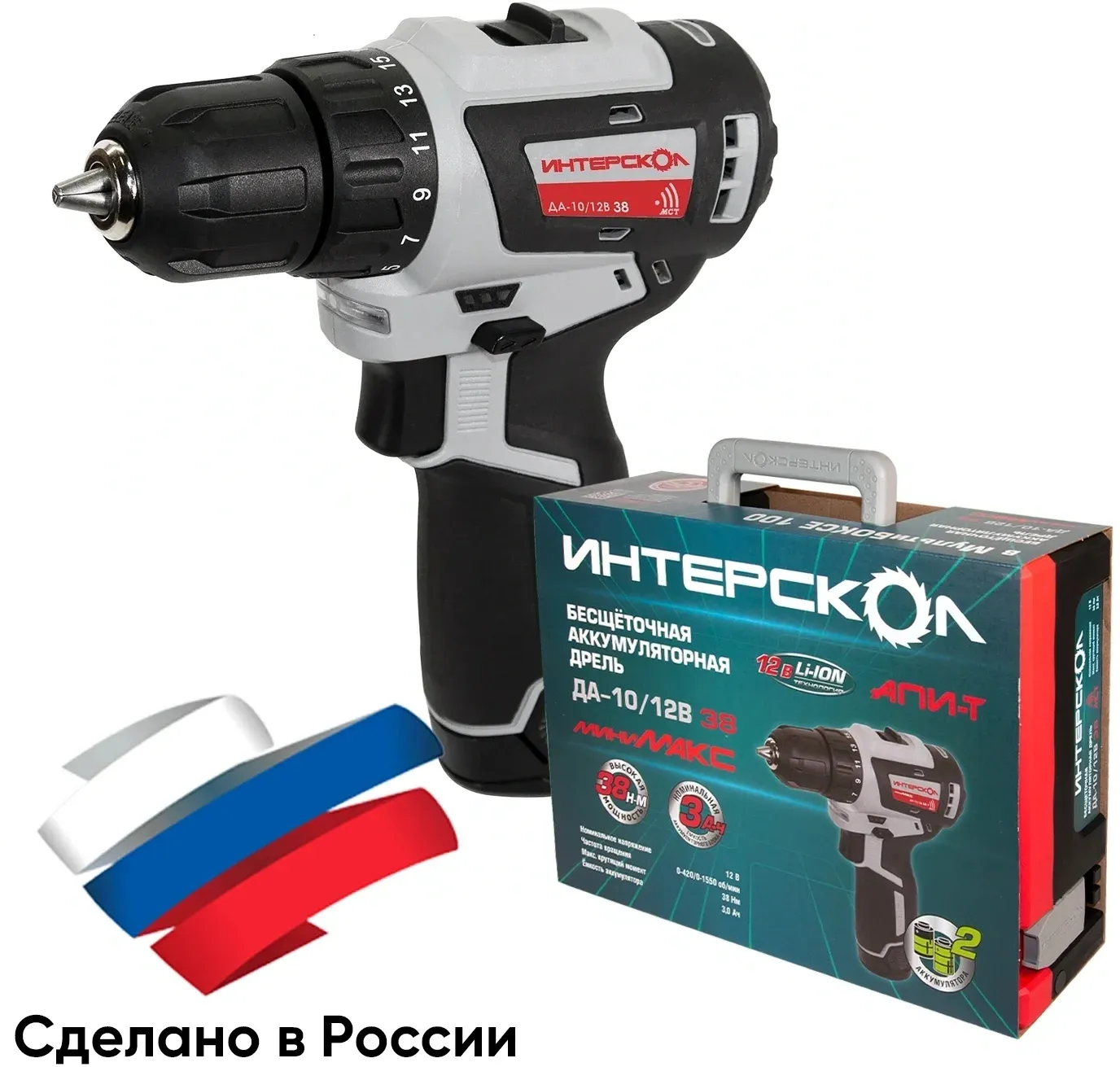 Дрель-шуруповерт Интерскол ДА-10/12В 38 аккум. патрон:быстрозажимной кейс в комплекте 757.3.2.46 - фото 5