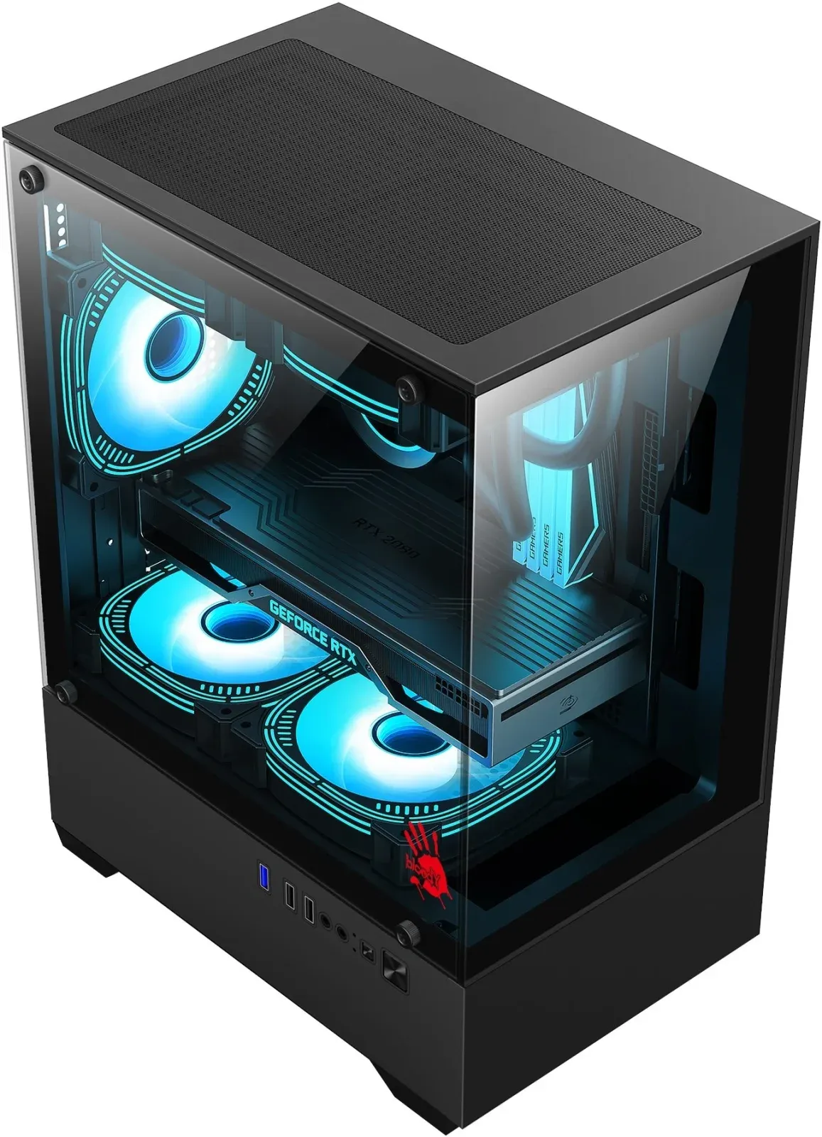 Корпус Bloody CC-125 черный без БП mATX 5x120mm 2xUSB2.0 1xUSB3.0 audio bott PSU - фото 3