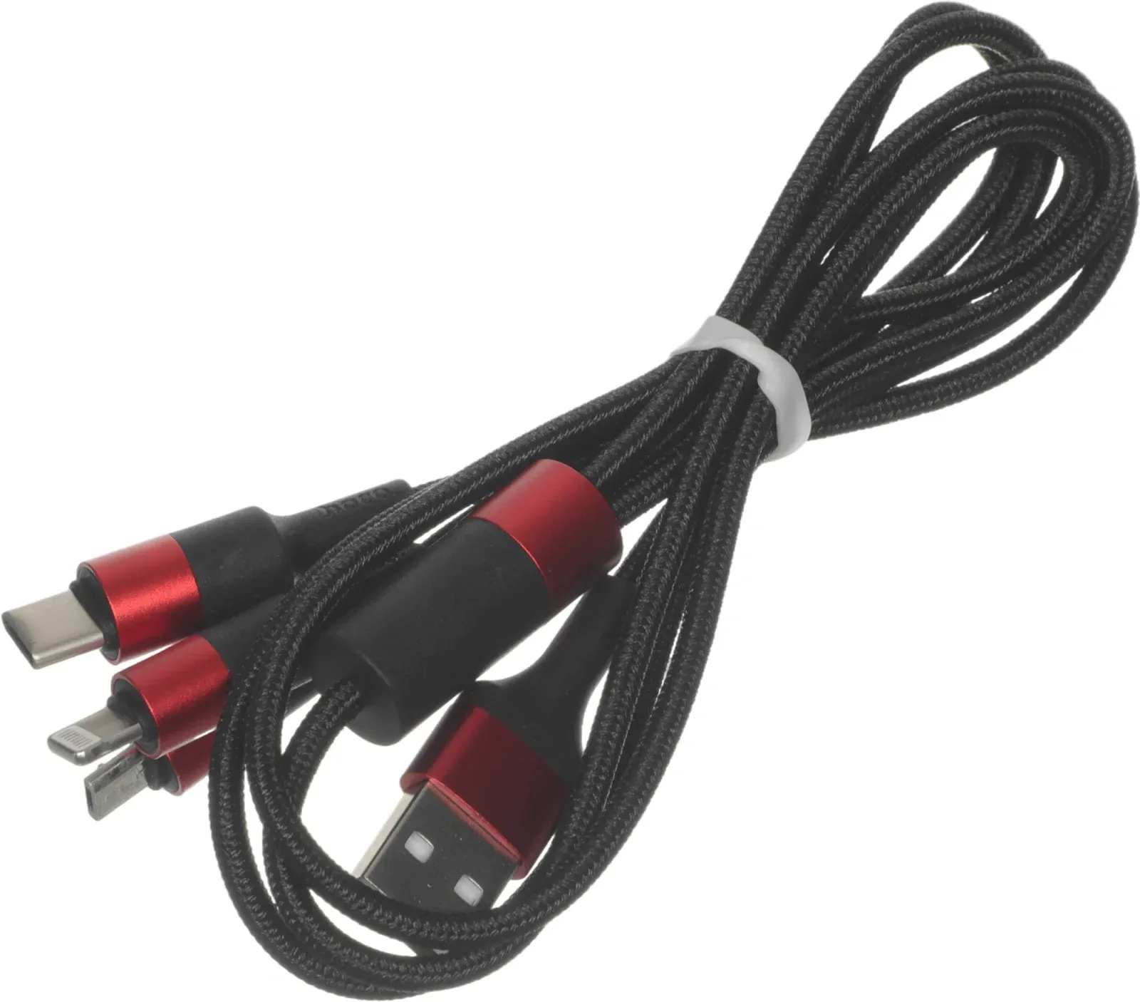 Кабель Hoco X26 Xpress one 80282 USB m-Lightning m/USB Type-C m/micro USB m 1м черный/красный - фото 7
