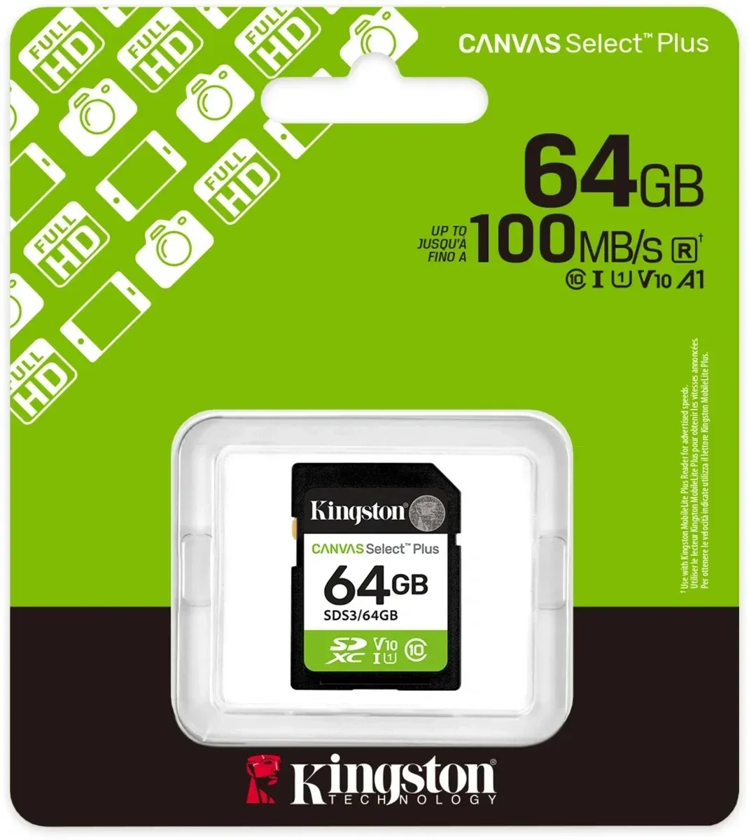 Флеш карта SDXC 64GB Kingston SDS3/64GB Canvas Select Plus V10 w/o adapter - фото 3