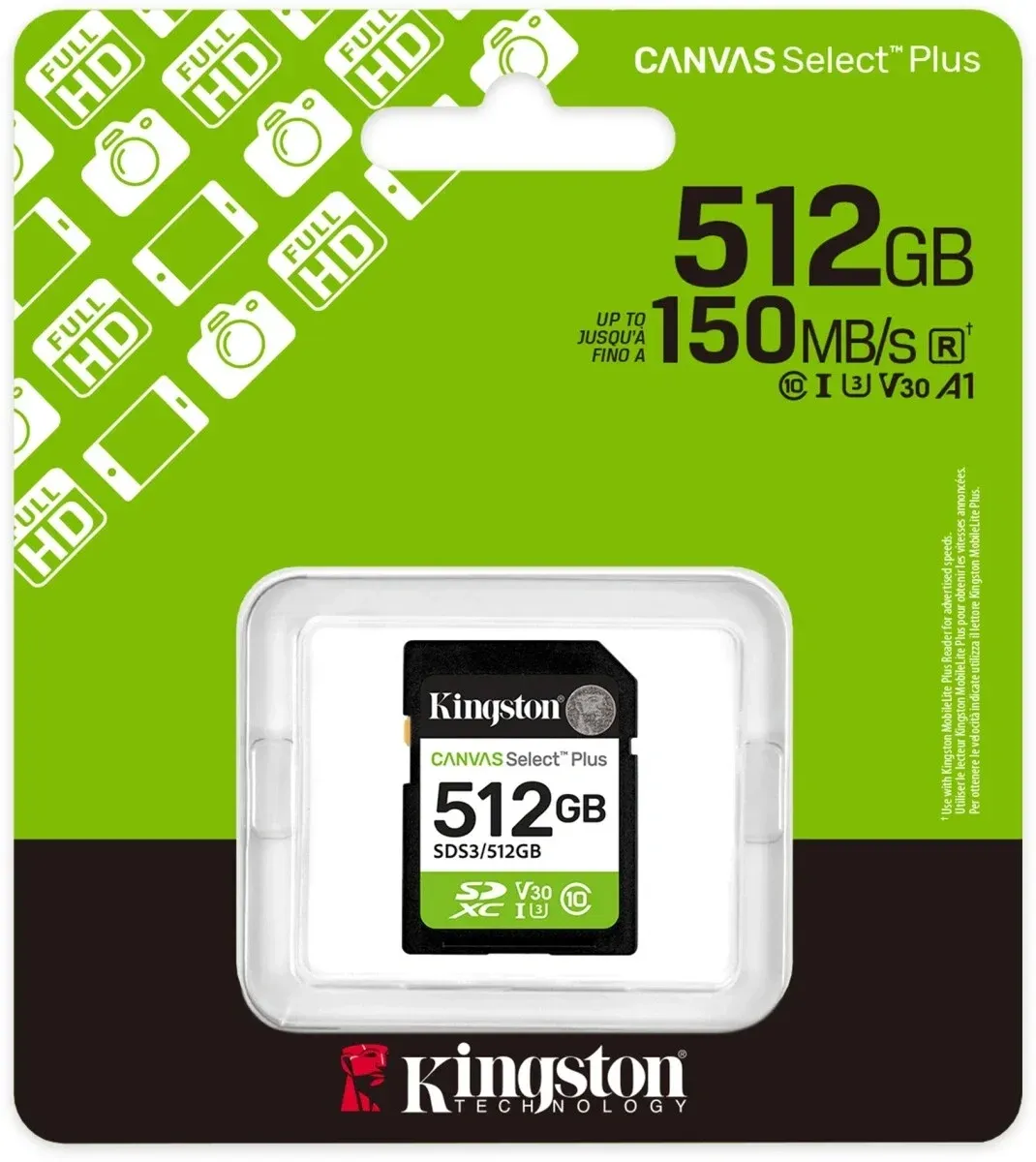 Флеш карта SDXC 512GB Kingston SDS3/512GB Canvas Select Plus V10 w/o adapter - фото 3