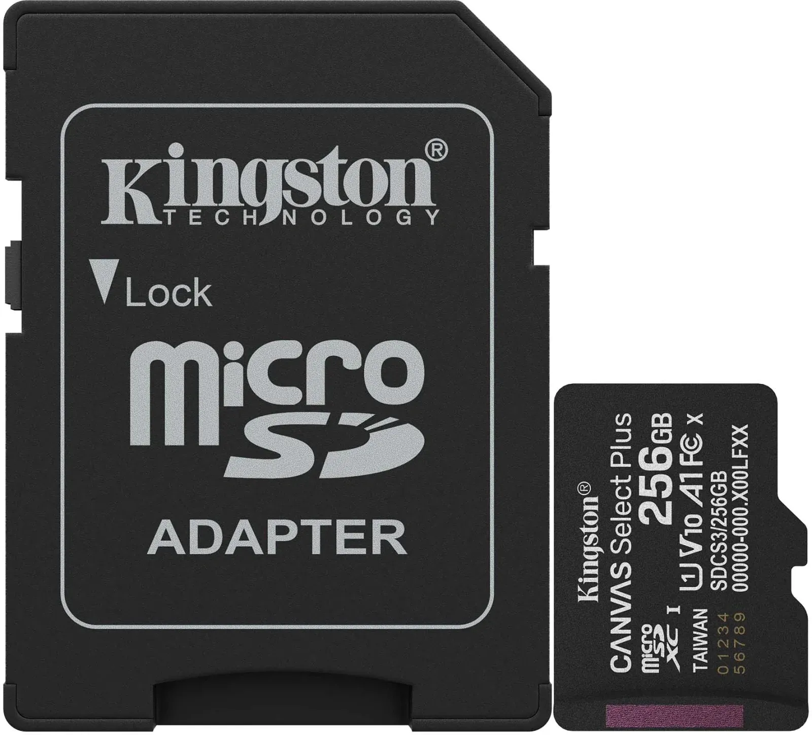 Флеш карта microSDXC 256GB Kingston SDCS3/256GB Canvas Select Plus V10 A1 + adapter - фото 1