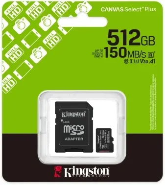 Флеш карта microSDXC 512GB Kingston SDCS3/512GB Canvas Select Plus V30 A1 + adapter - фото 7