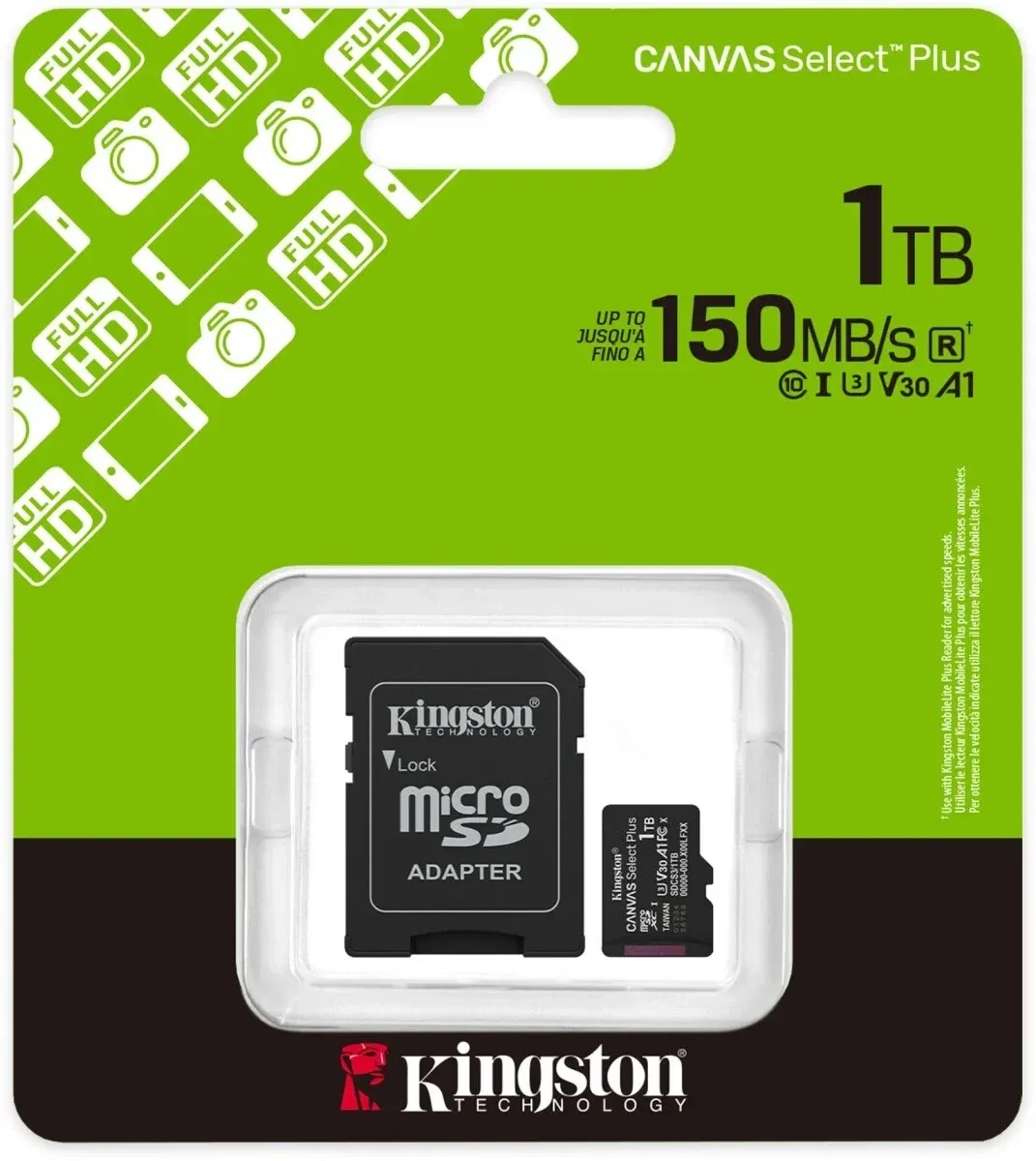 Флеш карта microSDXC 1TB Kingston SDCS3/1TB Canvas Select Plus V30 A1 + adapter - фото 3
