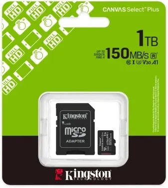 Флеш карта microSDXC 1TB Kingston SDCS3/1TB Canvas Select Plus V30 A1 + adapter - фото 7