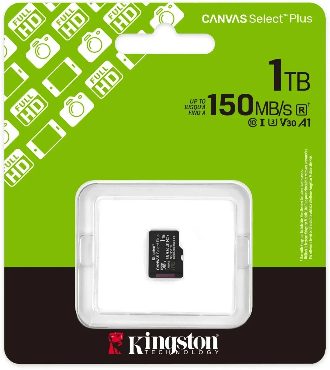 Флеш карта microSDXC 1TB Kingston SDCS3/1TBSP Canvas Select Plus V30 A1 w/o adapter - фото 3