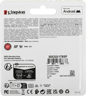Флеш карта microSDXC 1TB Kingston SDCS3/1TBSP Canvas Select Plus V30 A1 w/o adapter - фото 8