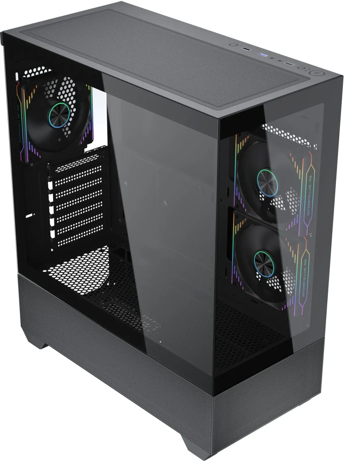 Корпус Accord ACC-EL1B TG черный без БП ATX 2xUSB2.0 1xUSB3.1 audio bott PSU - фото 4