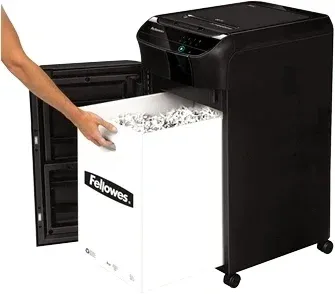 Шредер Fellowes AutoMax 450C черный с автоподачей секр.P-4 фрагменты 450лист. 68лтр. скрепки скобы пл.карты CD - фото 5