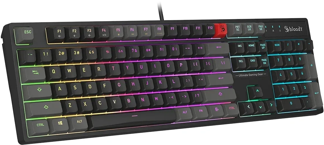 Клавиатура A4Tech Bloody B230N черный USB Multimedia for gamer LED B230N кабель 1.8м - фото 2
