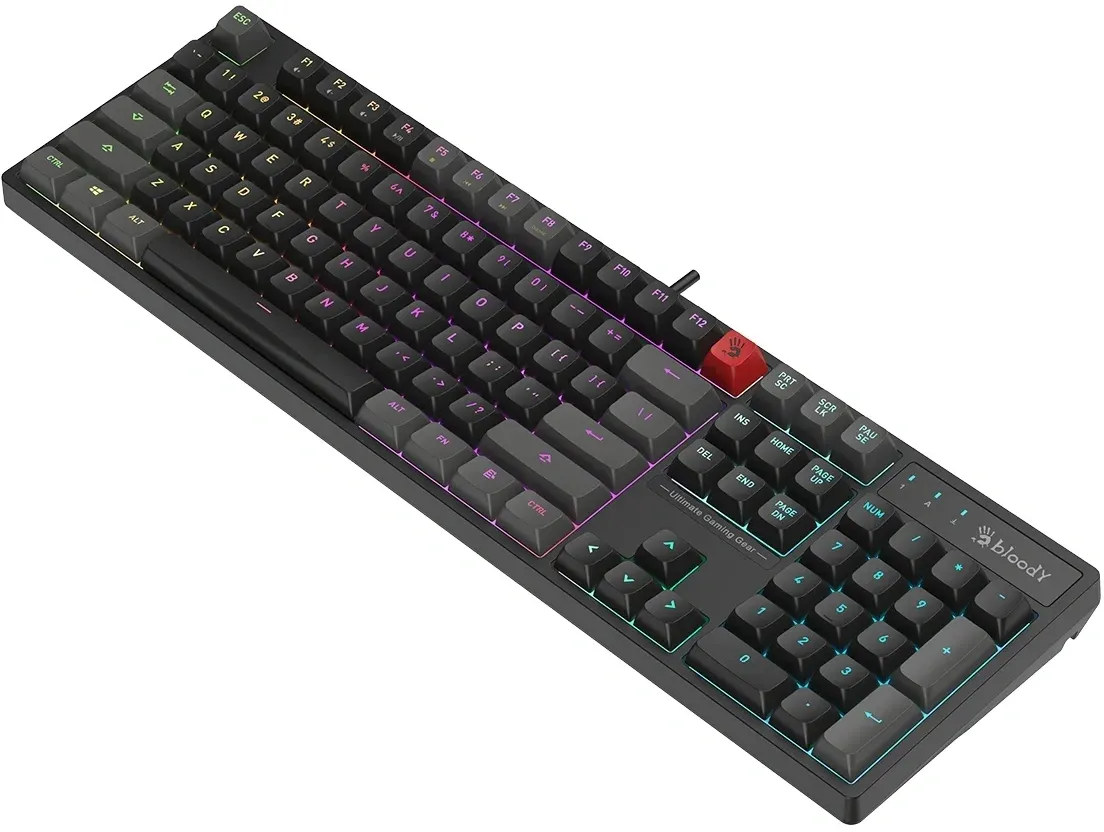 Клавиатура A4Tech Bloody B230N черный USB Multimedia for gamer LED B230N кабель 1.8м - фото 5