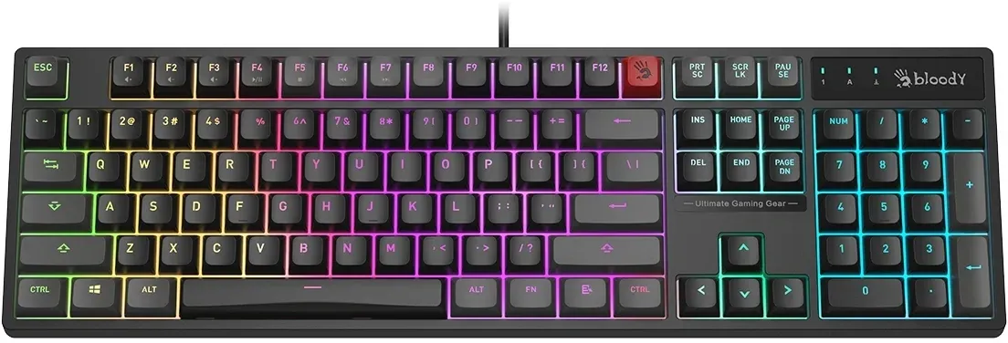 Клавиатура A4Tech Bloody B230N черный USB Multimedia for gamer LED B230N кабель 1.8м - фото 6