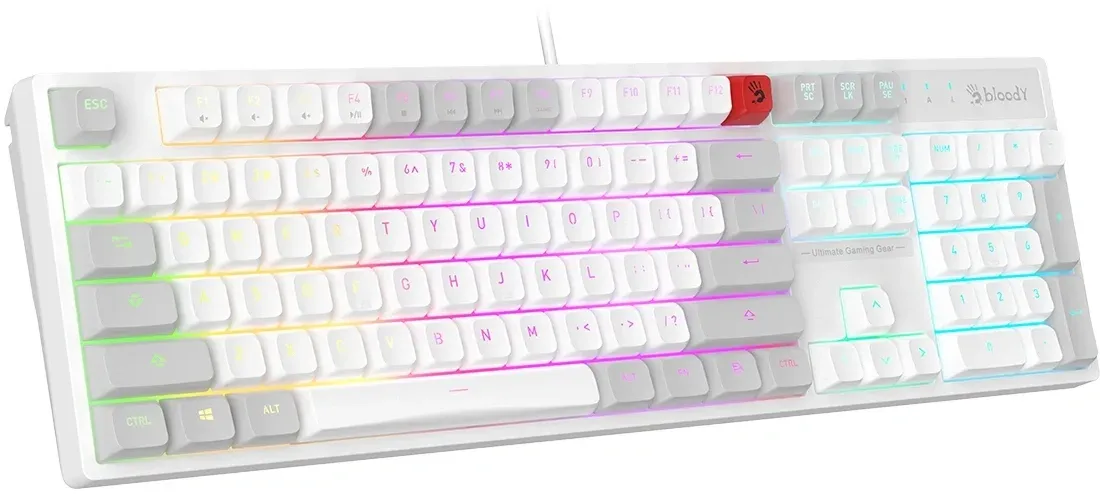 Клавиатура A4Tech Bloody B230N белый USB Multimedia for gamer LED B230N кабель 1.8м - фото 2