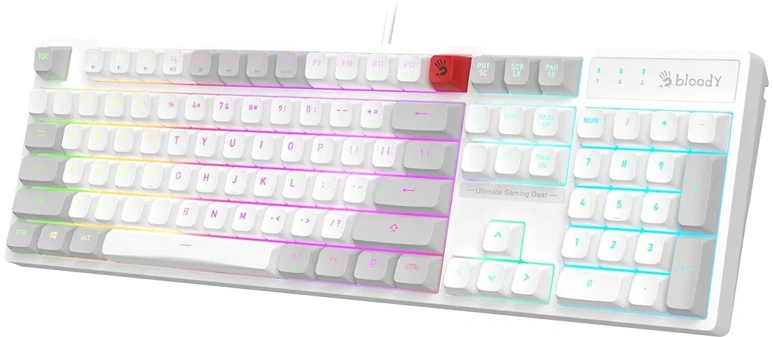 Клавиатура A4Tech Bloody B230N белый USB Multimedia for gamer LED B230N кабель 1.8м - фото 3